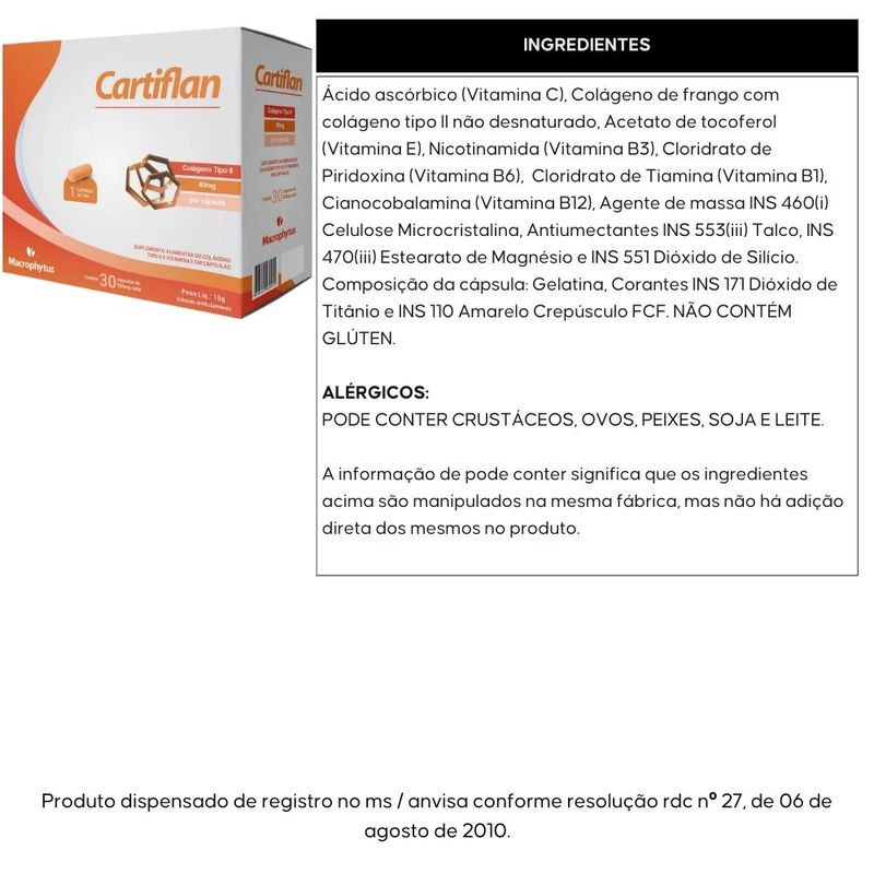 Macrophytus - Kit 2x Cartiflan Colágeno Tipo 2 + Vitaminas - 30 Cápsulas