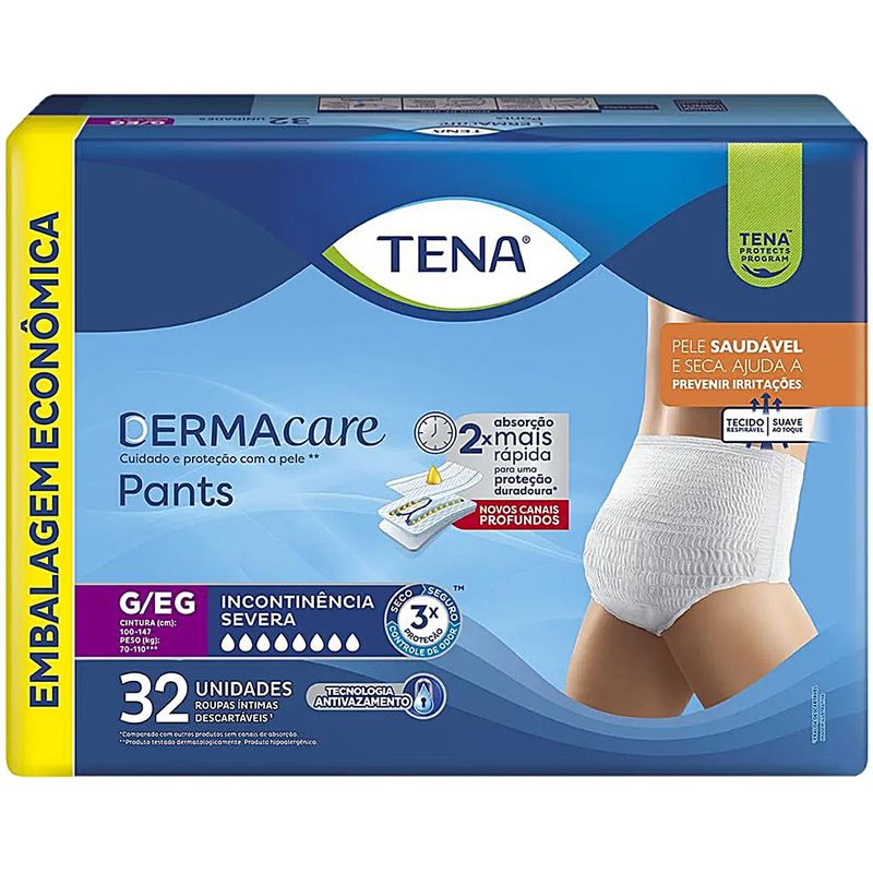 Tena - Pants Dermacare Roupa Íntima - Tam G/EG - 32 Unidades
