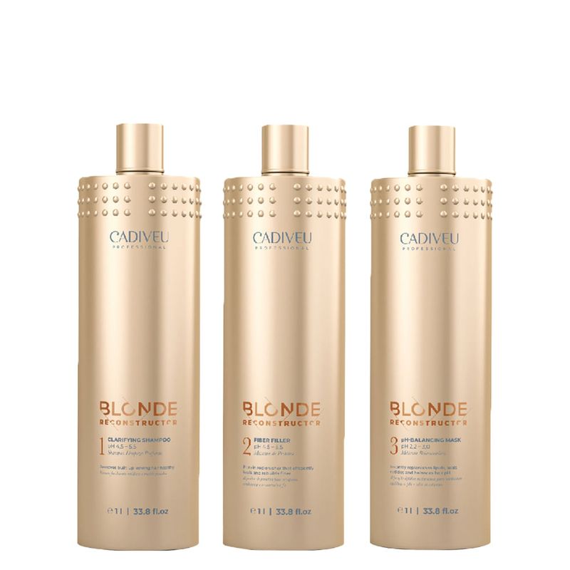 Kit Cadiveu Blonde Reconstructor Keeper - Shampoo 1000ml - Máscara Proteína 1000ml - Máscara Balanceadora 1000ml