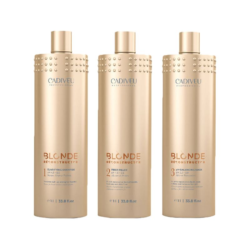 Kit Cadiveu Blonde Reconstructor Keeper - Shampoo 1000ml - Máscara Proteína 1000ml - Máscara Balanceadora 1000ml