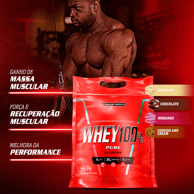 Integralmédica - Whey Protein Concentrado Pouch 1,8kg - Morango