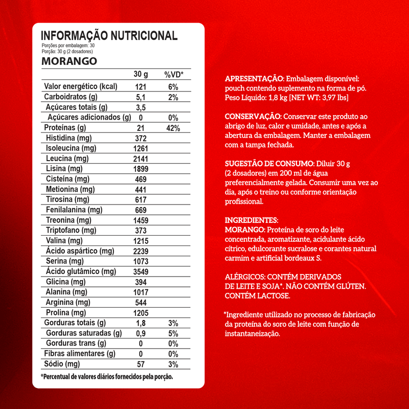Integralmédica - Whey Protein Concentrado Pouch 1,8kg - Morango