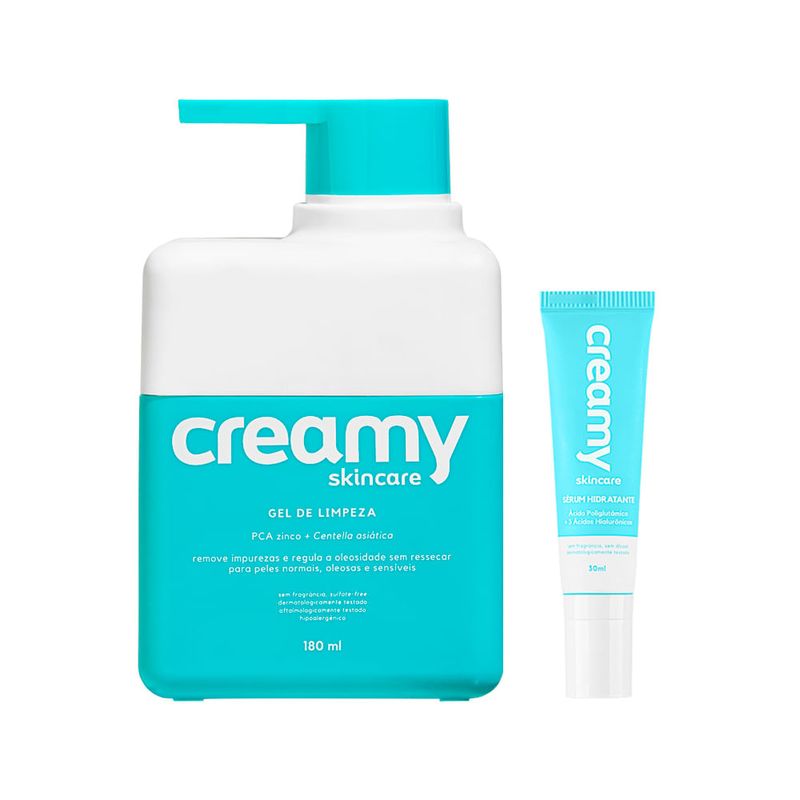 Creamy - Kit Facial - Drops Sérum Hidratante 30ml + Gel de Limpeza 180ml