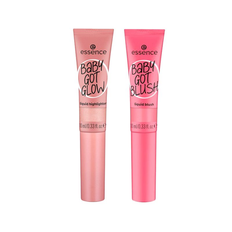 Essence - Kit Blush Líquido Baby Got Blush 10 Pinkalicious 10ml + Iluminador Líquido Baby Got Glow 20 Rose And Shine 10ml
