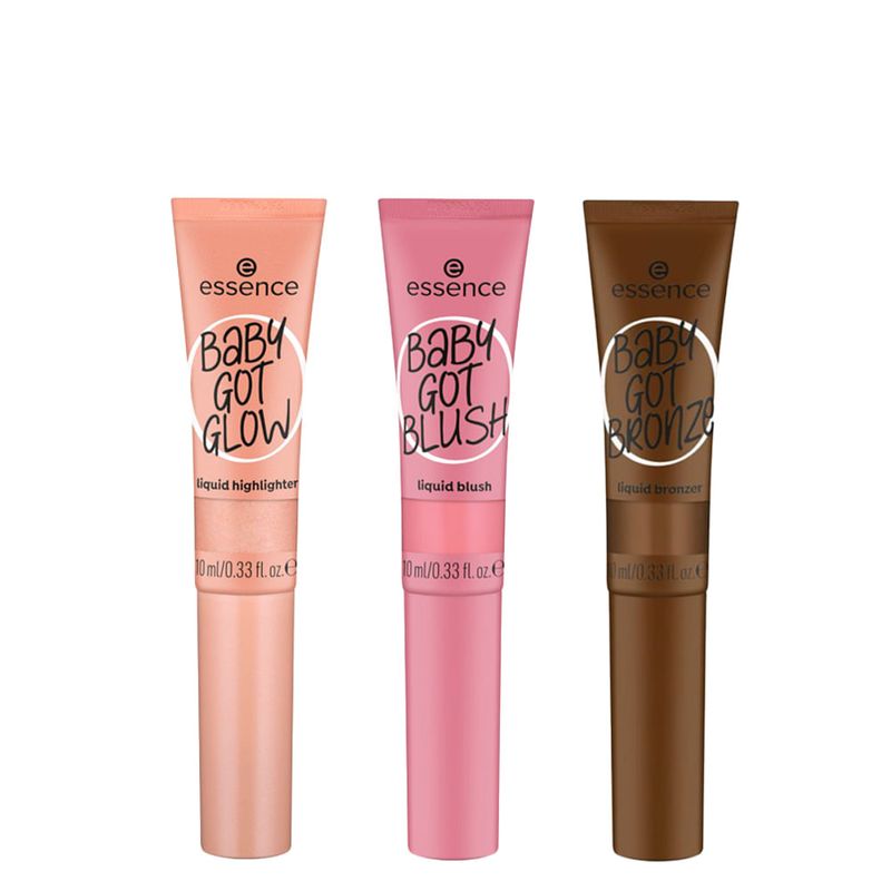Essence - Kit Baby Got Blush 30 Dusty Rose + Iluminador Líquido Glow 30 Breezy Bronze + Bronzer Líquido Bronze 40 Tan-Tastic