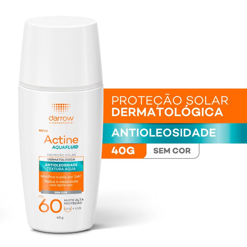 Protetor Solar Darrow Actine Aquafluid FPS 60 - 40g – Alta Proteção e Toque Seco