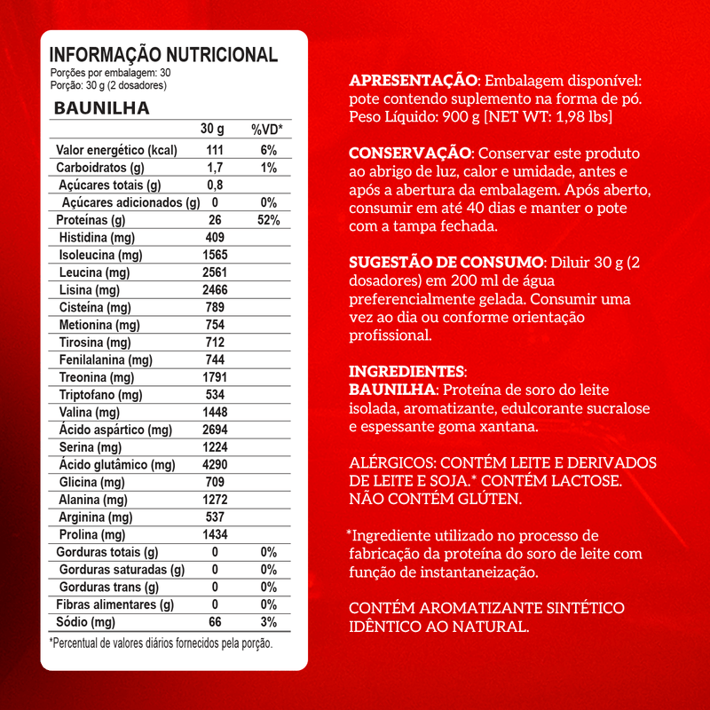 Whey Protein Isolado - Integralmédica - 900g Baunilha
