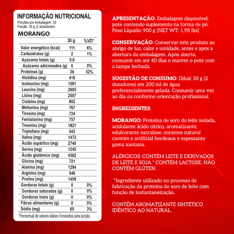 Whey Protein Isolado - Integralmédica - 900g Morango