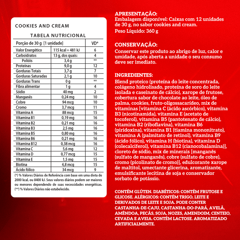 VO2 Whey Bar - Integralmédica - Cookies - 12 Un