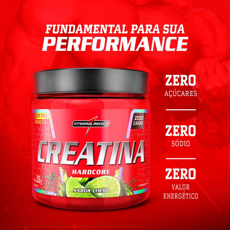 Creatina Hardcore com Sabor - 350g - Limão
