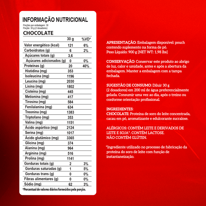 Whey Protein Concentrado Pouch - Integralmédica - 900g - Chocolate