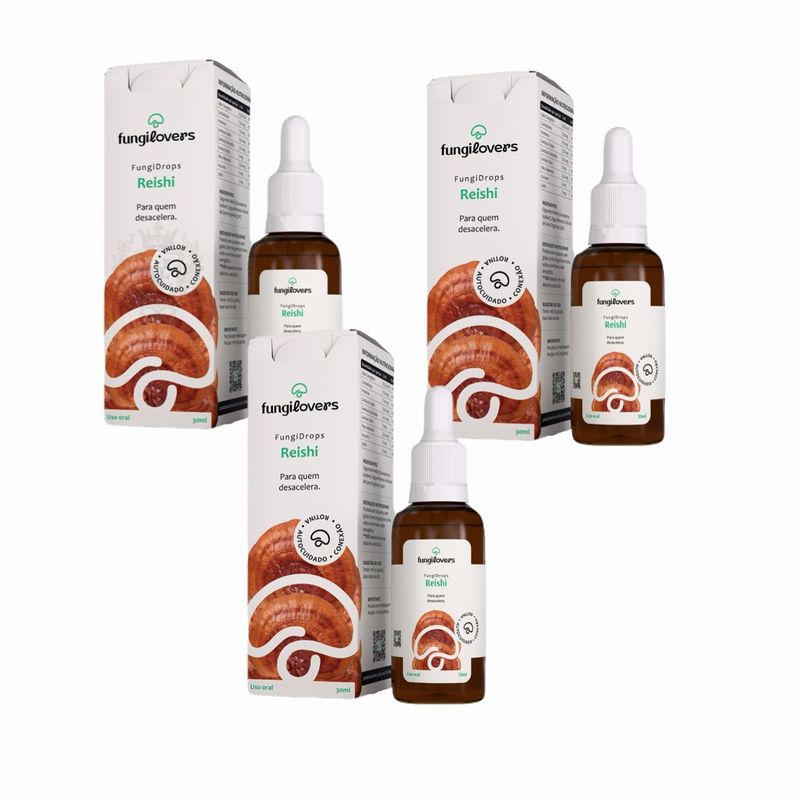 Kit 3x Extrato Reishi - Ganoderma Lucidum - 30ml - Fungilovers