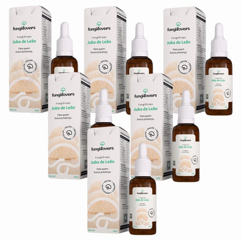 Kit 6x Extrato Juba de Leão - Hericium Erinaceus Lion's Mane - 30ml