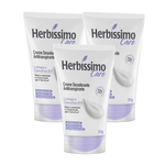Kit Creme Desodorante Antitranspirante Herbíssimo Care - Linhaça e Coenzima Q10 - Bisnaga 55g - 3 Unidades