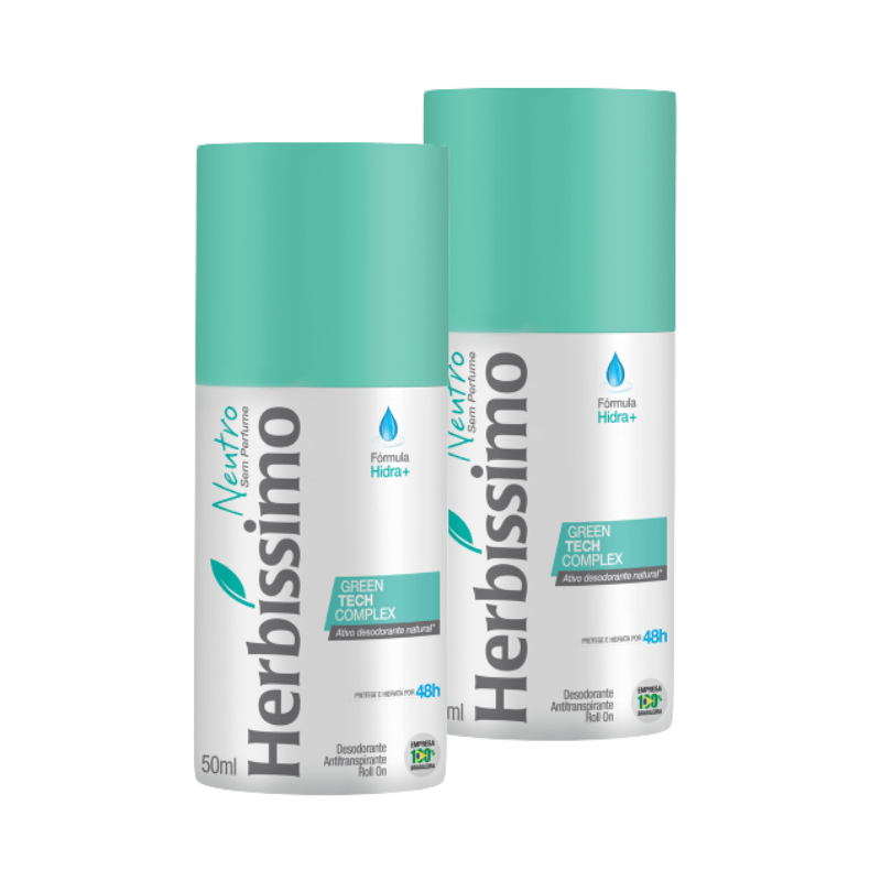 Kit Desodorante Antitranspirante Roll-On Herbíssimo Neutro - 50ml - 2 Unidades