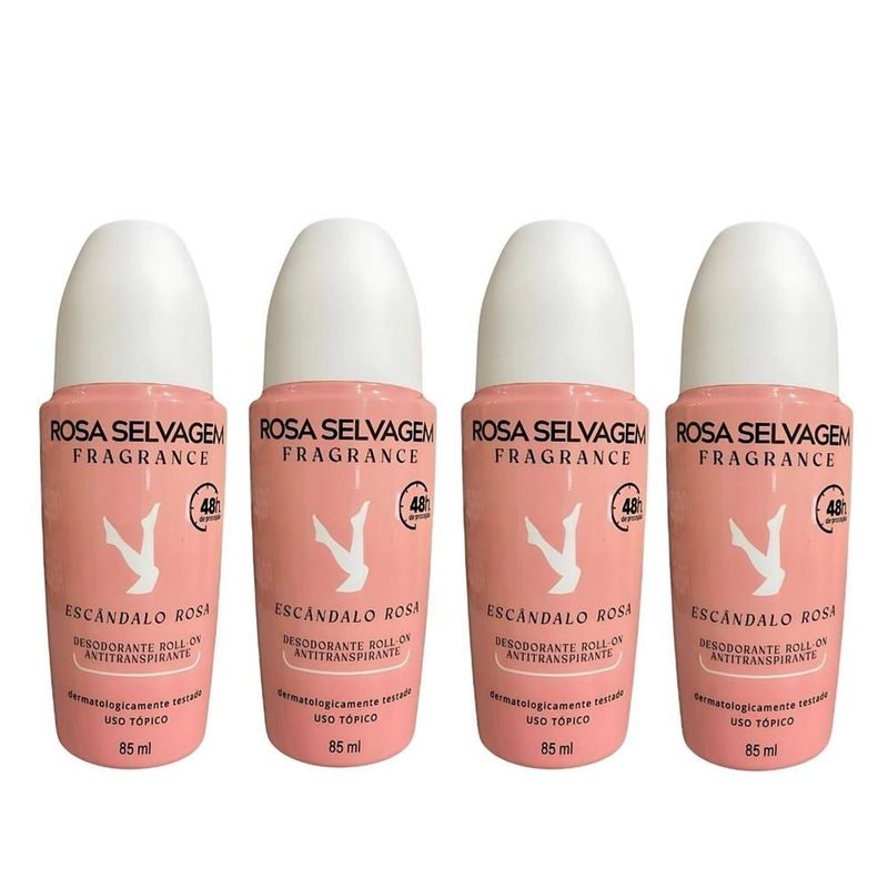 Kit 4 Desodorante Roll-On Escândalo - Rosa Selvagem - 85ml