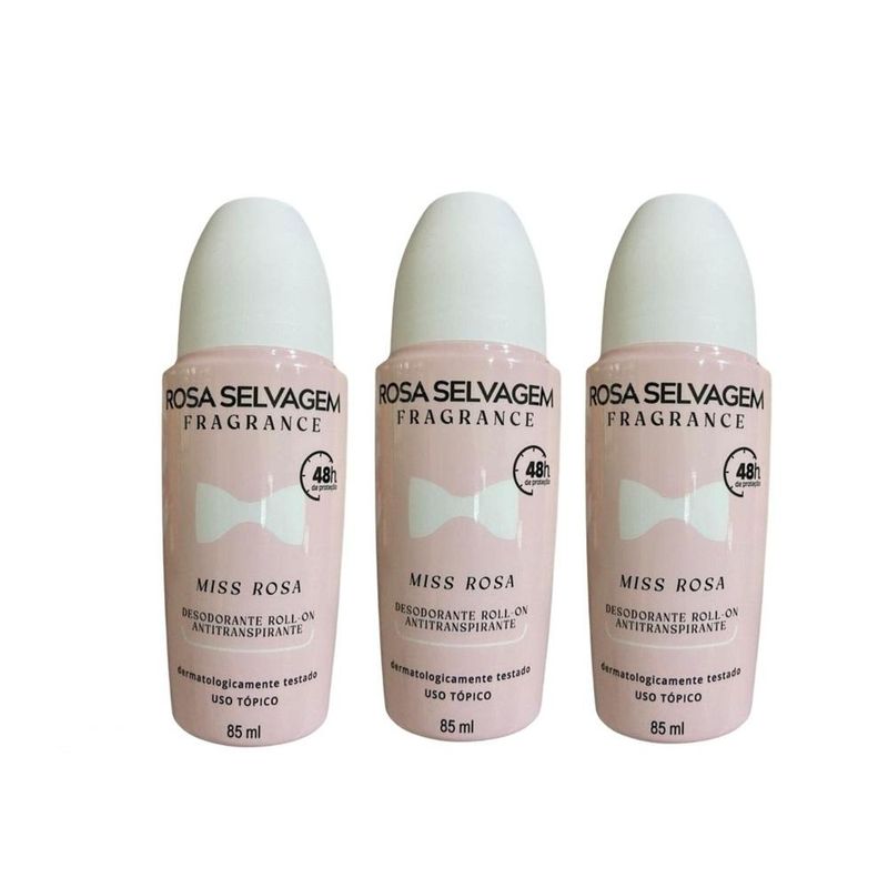Kit 3 Desodorante Roll-On Miss - Rosa Selvagem - 85ml