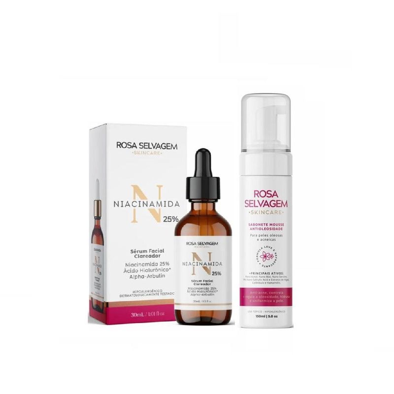 Kit Sérum Facial Clareador Niacinamida + Espuma de Limpeza