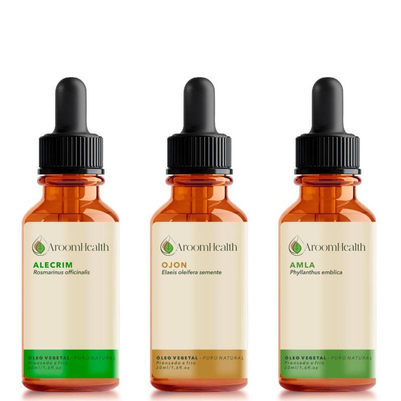 Kit Óleos Capilares de Alecrim, Semente de Ojon/Batana e Amla - 30ml Cada