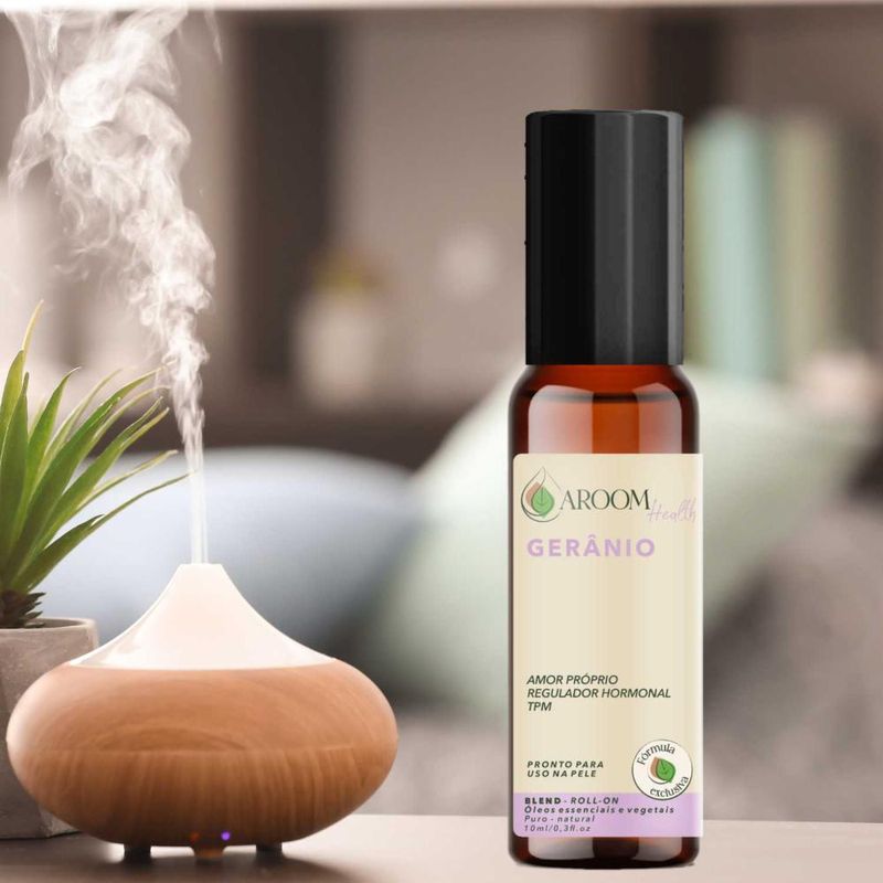 Fórmula Exclusiva - Blend de Óleo Essencial de Gerânio Roll-on - 10ml - Aroom
