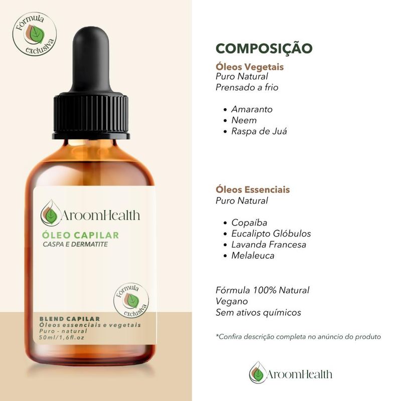 Fórmula Exclusiva - Blend de Óleos Capilares para Caspa e Dermatite - 50ml