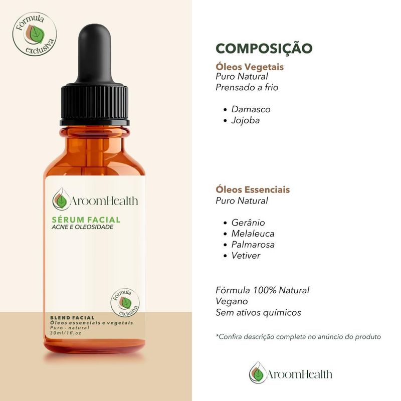 Fórmula Exclusiva - Blend de Óleos Faciais para Acne e Oleosidade - 30ml