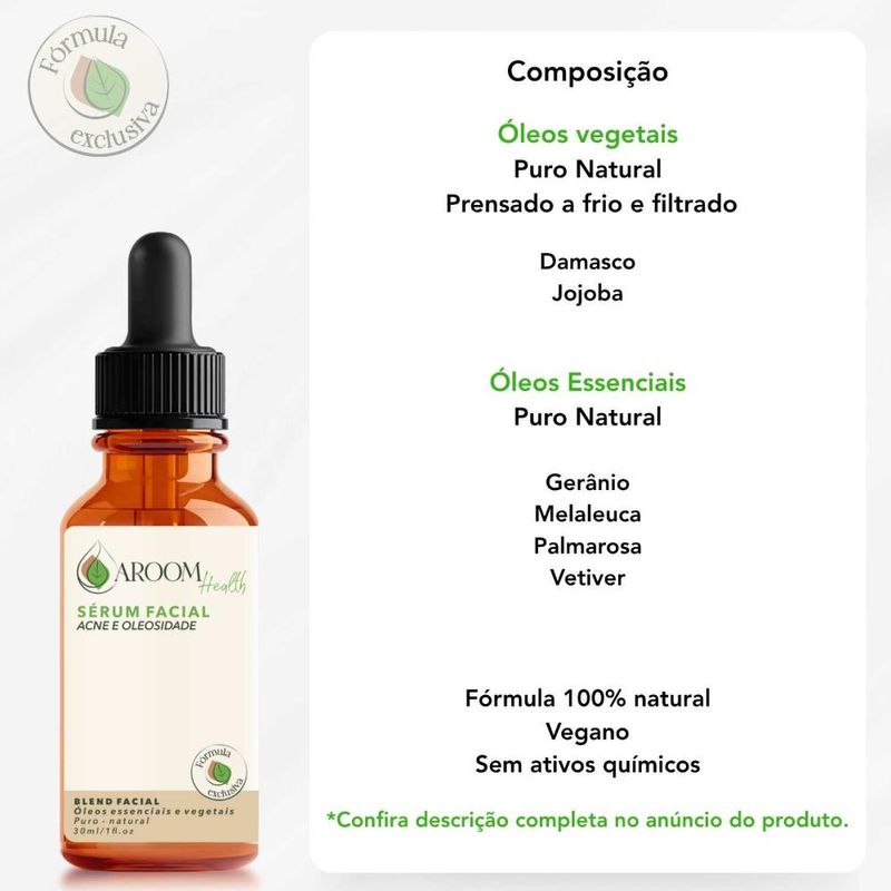 Fórmula Exclusiva - Blend de Óleos Faciais para Acne e Oleosidade - 30ml