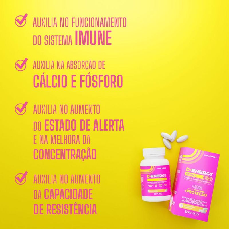 Vitamina D +Zinco +Taurina + Cafeína 30 cápsulas - DEnergy