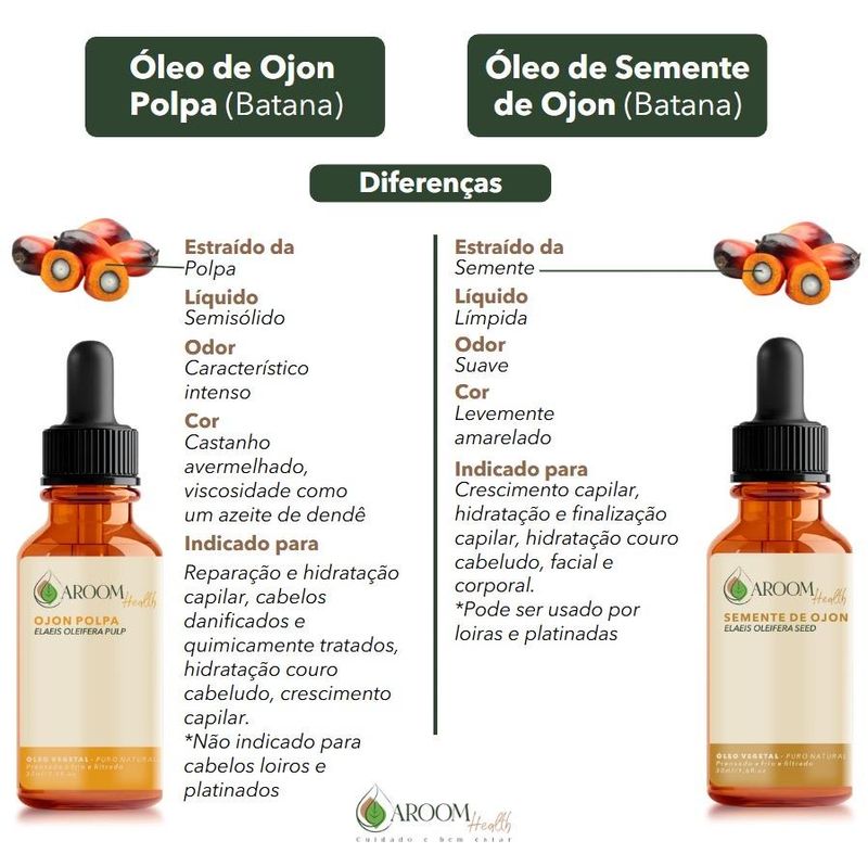 Kit Óleos Vegetais de Alecrim, Ojon Polpa/Batana e Rosa Mosqueta - 30ml Cada