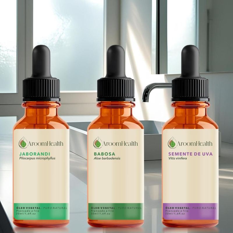 Kit Óleos Vegetais de Babosa, Jaborandi e Semente de Uva - 30ml Cada