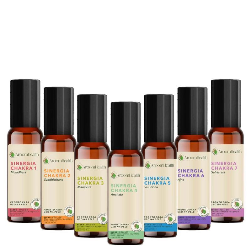 Kit Sinergia 7 Chakras Roll-on - 10ml Cada - Fórmula Exclusiva