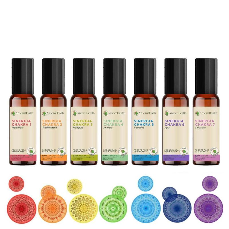 Kit Sinergia 7 Chakras Roll-on - 10ml Cada - Fórmula Exclusiva