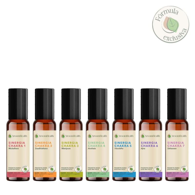 Kit Sinergia 7 Chakras Roll-on - 10ml Cada - Fórmula Exclusiva