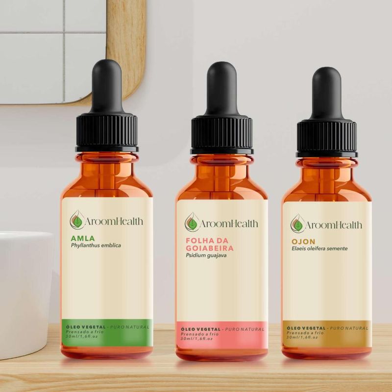 Kit Óleos Vegetais de Amla, Folha de Goiabeira e Semente de Ojon - 30ml Cada