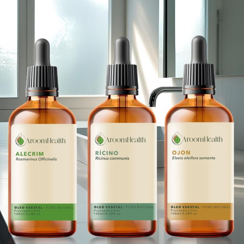 Kit Óleos Vegetais - Alecrim, Semente de Ojon/Batana e Rícino - 100ml Cada