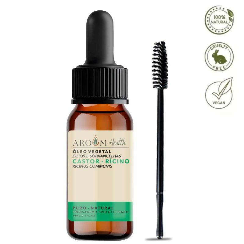 Óleo Vegetal Puro Natural de Rícino Cílios e Sobrancelhas - 20ml