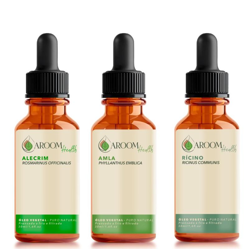 Kit Óleos Vegetais - Alecrim, Rícino e Amla - 30ml Cada