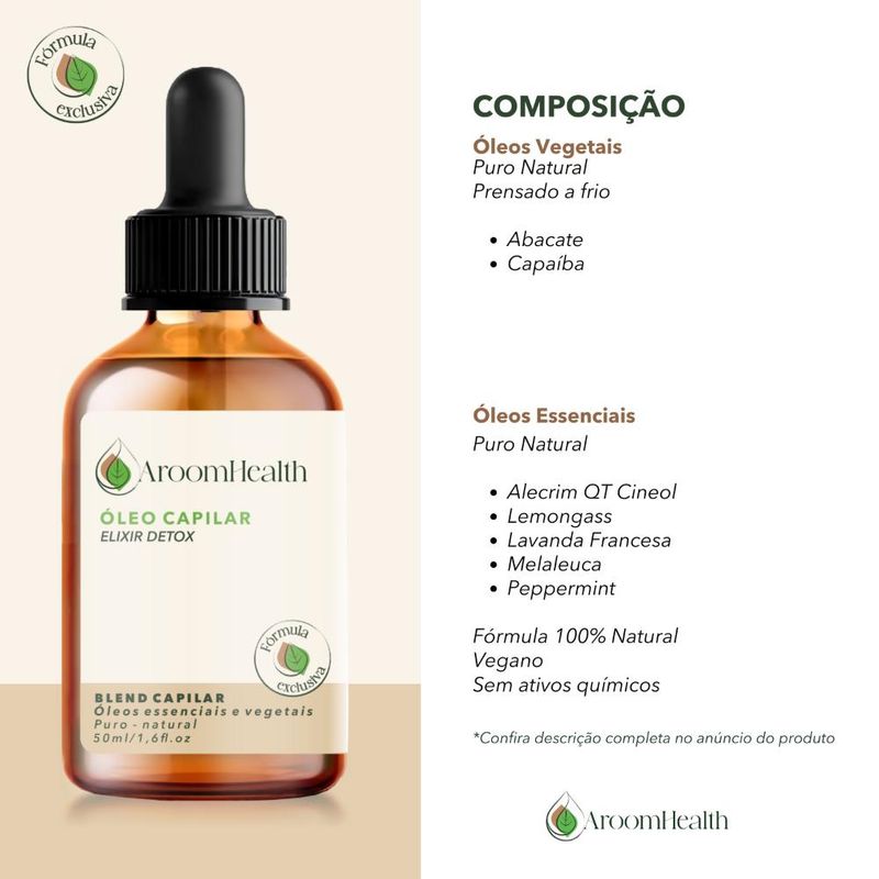 Blend de Óleos Elixir Detox Capilar - 50ml - Fórmula Exclusiva