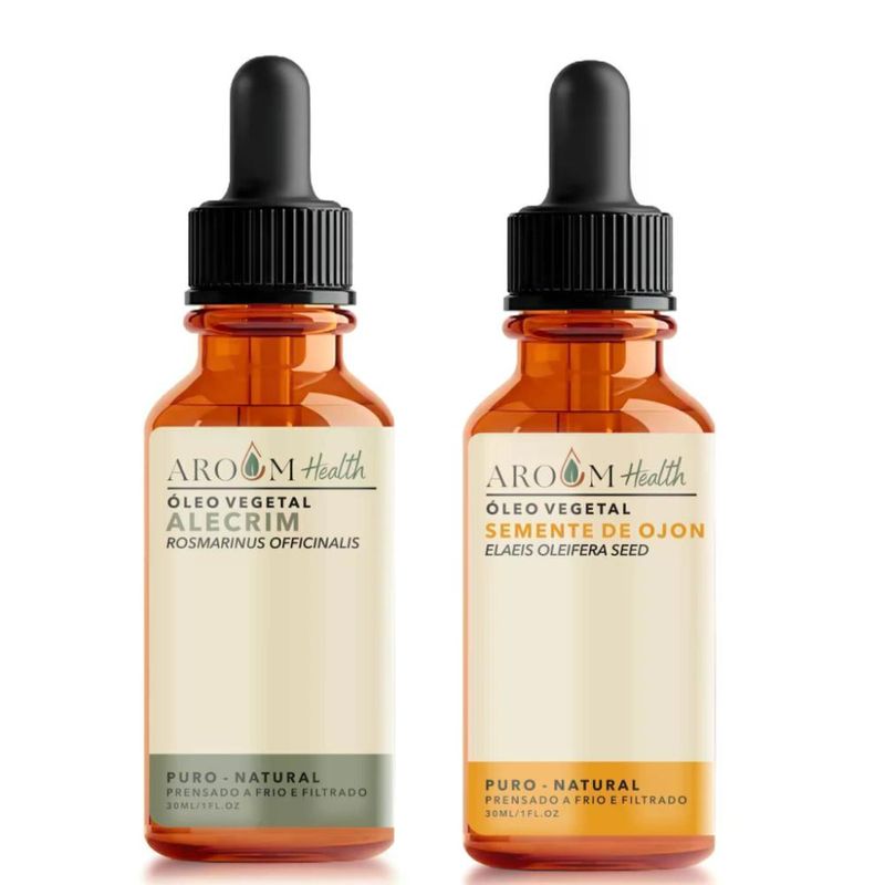Aroom Health - Kit Terapia Capilar Óleos Vegetais Alecrim e Semente de Ojon - 30ml Cada