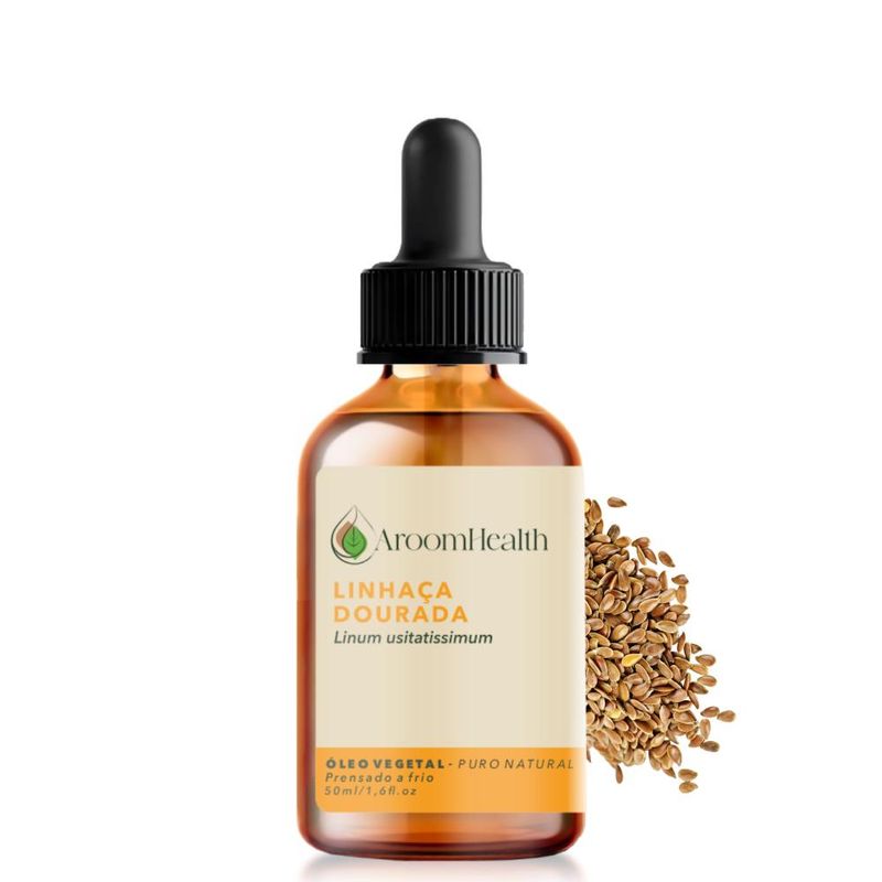 Óleo Vegetal Puro Natural de Linhaça Dourada - 50ml - Aroom Health