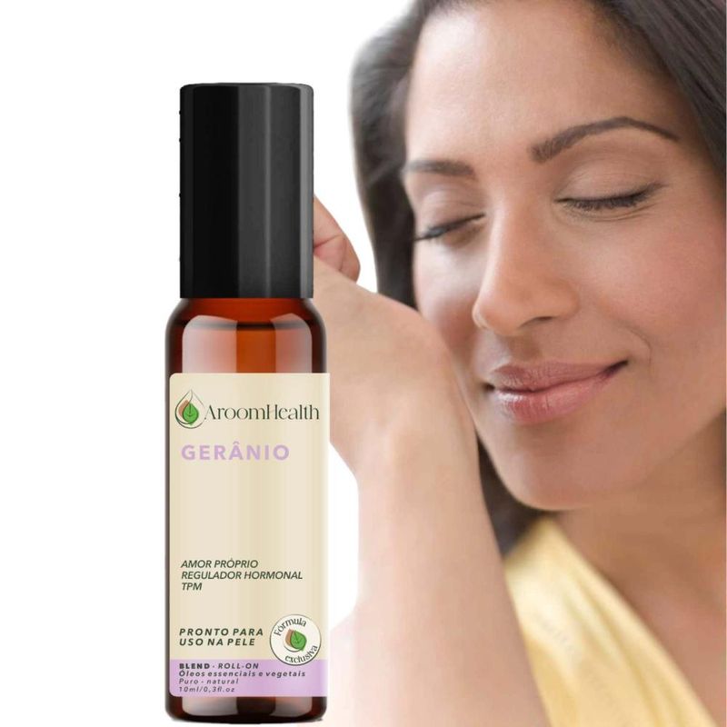 Blend Óleo Essencial Gerânio Roll-on - 10ml - Fórmula Exclusiva - Aroom Health