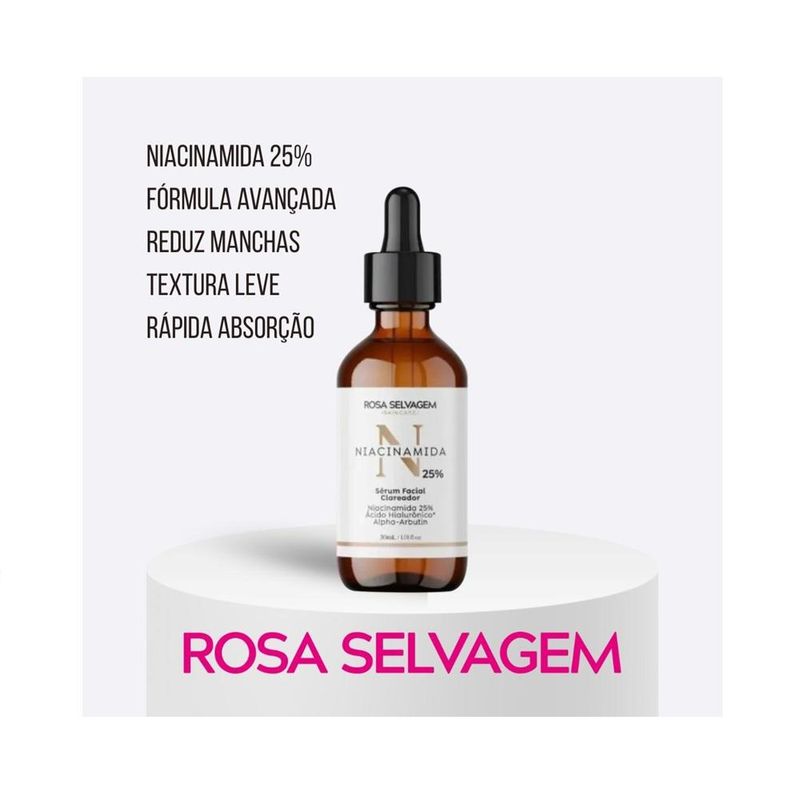 Sérum Niacinamida + Ácido Clareador + Espuma de Limpeza - Rosa Selvagem