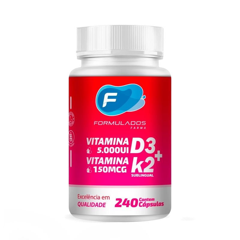 Vitamina K2 150mcg + Vitamina D3 5000UI - Formulados Farma - 240 Cápsulas