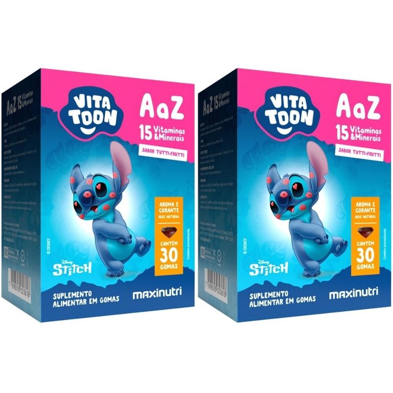 Kit 2x Polivitamínico A-Z Kids Vitatton Stitch - 30 Gomas - Maxinutri - Brigadeiro