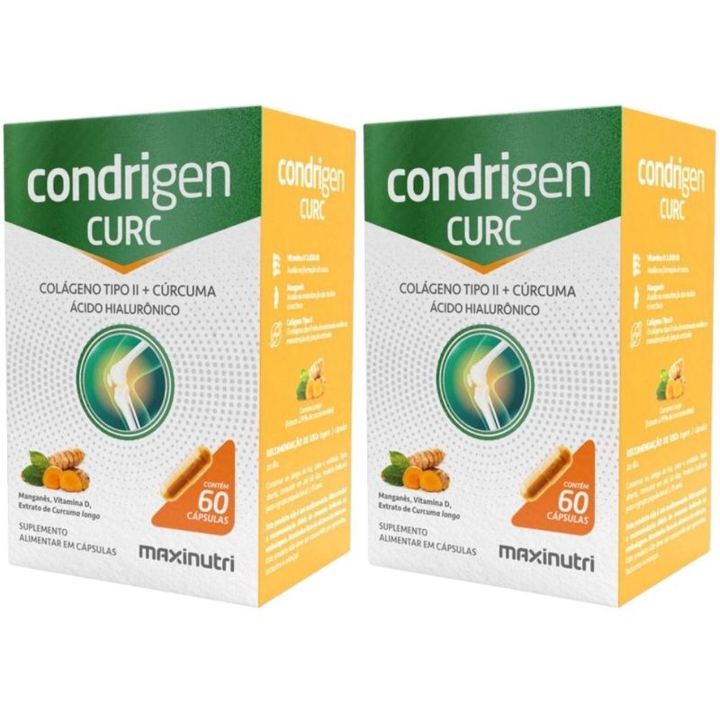 KIT 2X Condrigen CURC - Colágeno Tipo 2 + Cúrcuma + Ácido Hialurônico 60 Cápsulas - Maxinutri