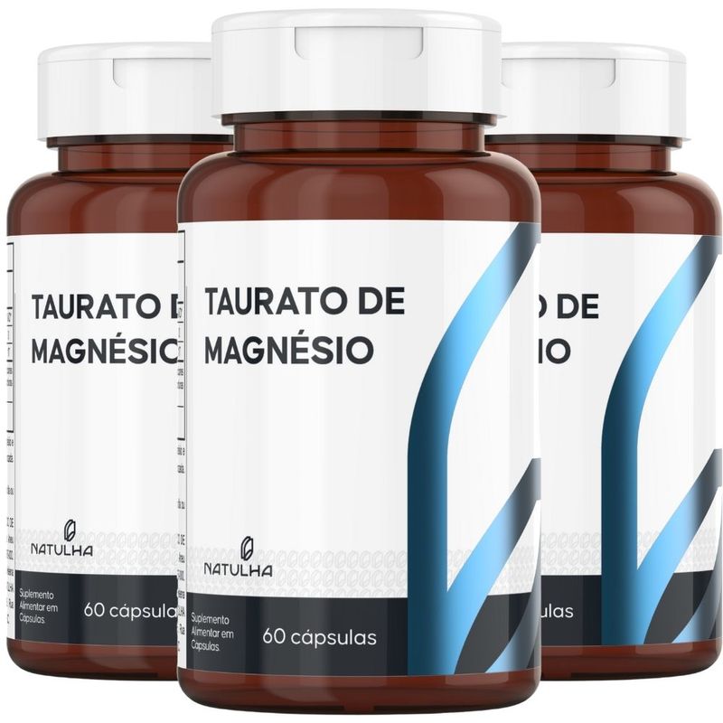 KIT 3X Taurato de Magnésio 800mg 60 cápsulas - Natulha