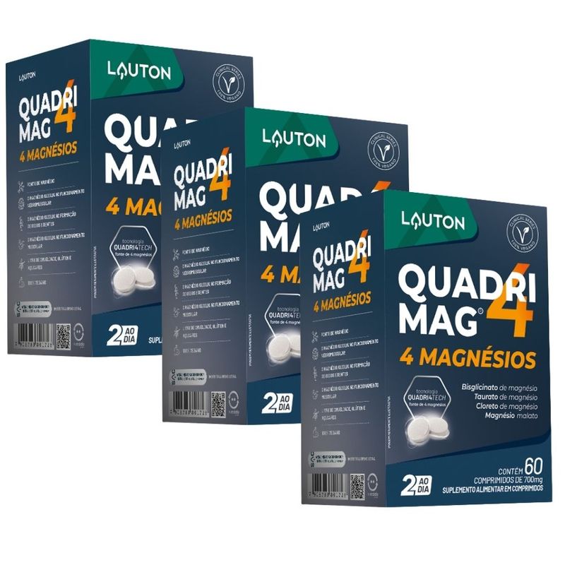 KIT 3X Quadrimag 4 Magnésios 60 comprimidos - Lauton