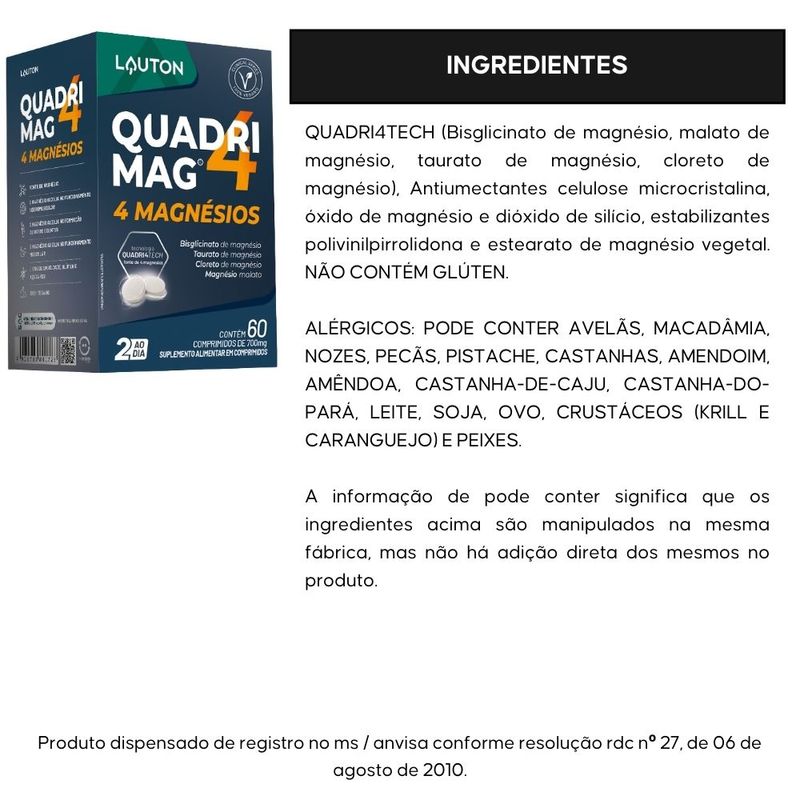 KIT 3X Quadrimag 4 Magnésios 60 comprimidos - Lauton