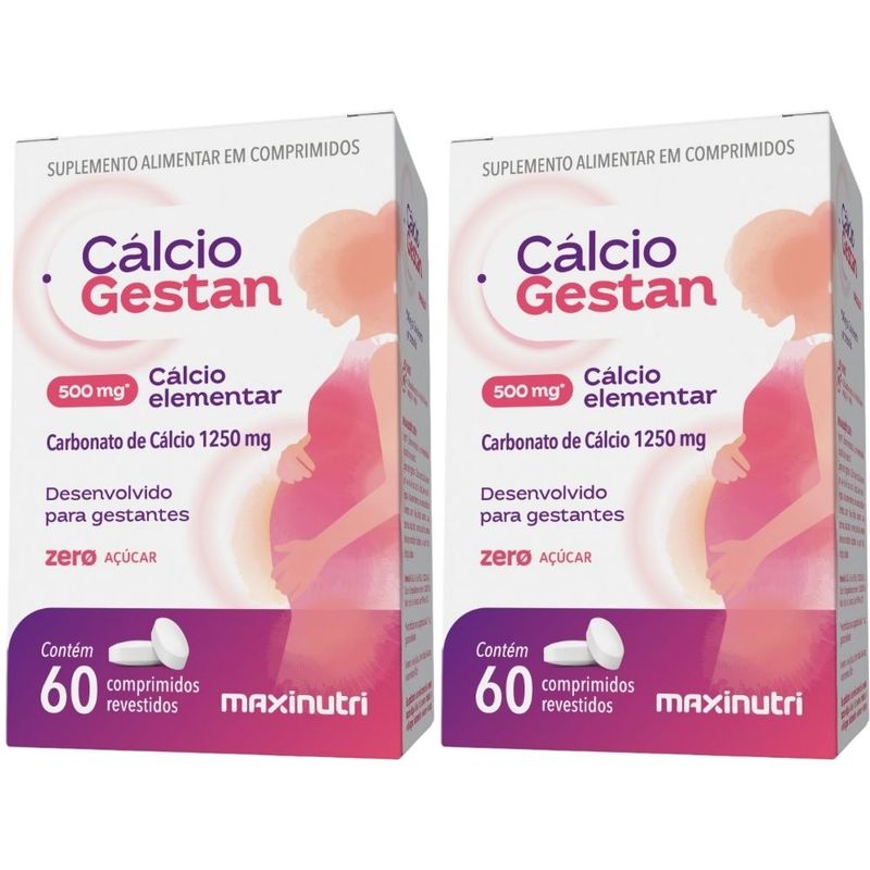 Kit 2x Cálcio Gestan (Carbonato de Cálcio) 60 comprimidos - Maxinutri
