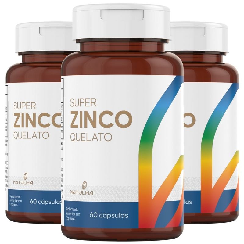 Kit 3x Super Zinco Quelato 60 cápsulas - Natulha